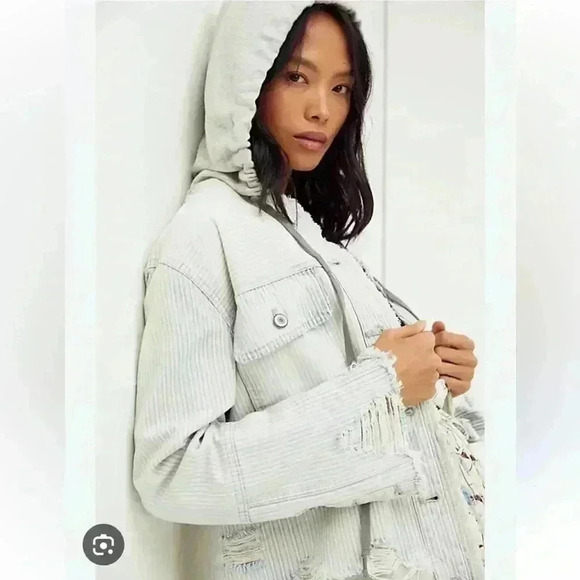 We The Free Okinawa Denim Duster Size XS Free People Hooded Jacket - Picture 5 of 14